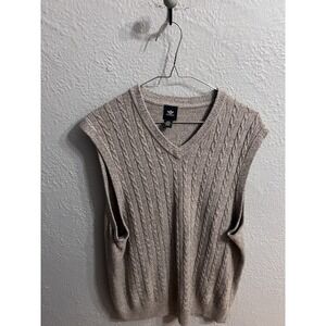 Dockers‎ Mens  Light Brown V Neck Cable Sweater Vest Size Large